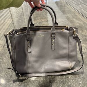 kate spade Gray Pebbled Leather Tote with Detachable Strap